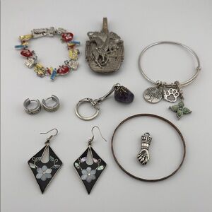 Silver and Multicolor Charm Bracelet Set